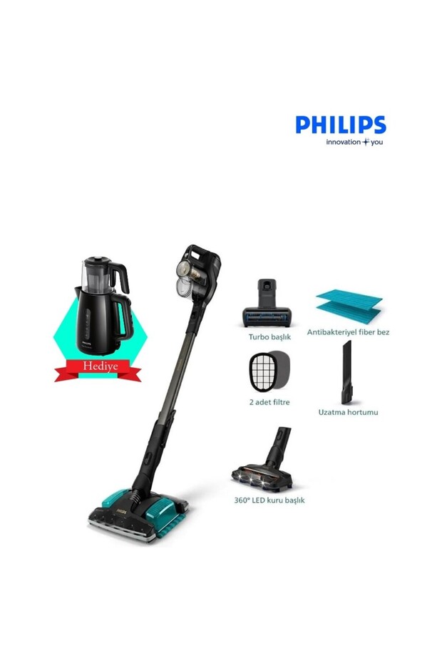 Speedpro En Hızlı Max Aqua Plus Kablosuz Dikey Süpürge,  LED Başlık Şarjlı Dik Süpürge +Çay Makinesi - 1
