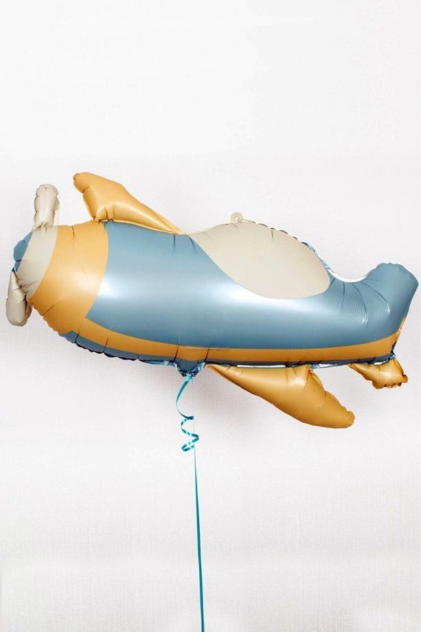 Retro Uçak Folyo Balon Mavi - 1