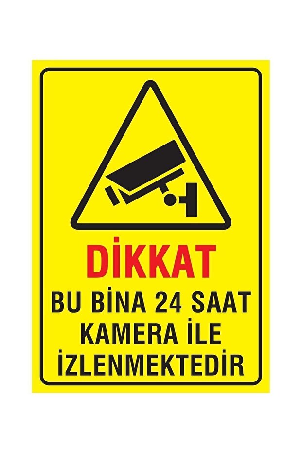 Attention This Building Is Monitored 24 Hours a Day with Camera Sheet Metal Warning Sign 25X35 cm
