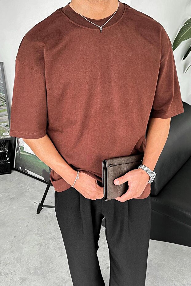 Tricou maro Cozy Basic Soft Oversize - 4