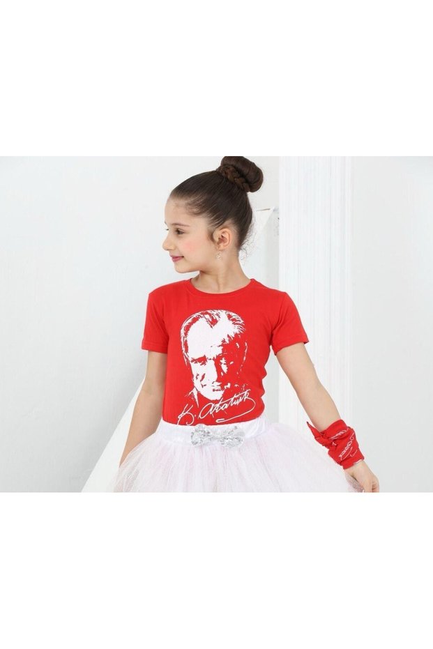 Red Ataturk Printed Girl's T-Shirt 23 April 29 October 10 November 19 May Show Clothes