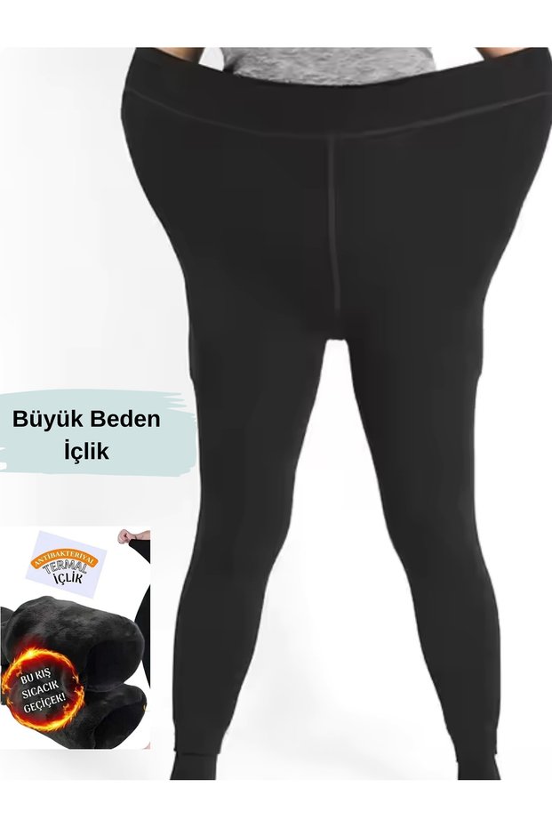 Men's Baddal Large Size Black Thermal Plush Leggings Underwear Fur Fleece Plush Fleece Furry Underwear