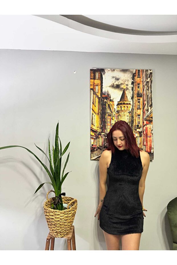 Peluş Mini Elbise - 1