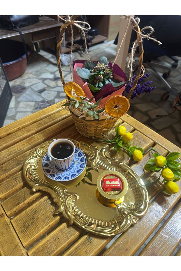 صينية عرض ذهبية منقوشة باللون الذهبي قطعة واحدة - 4