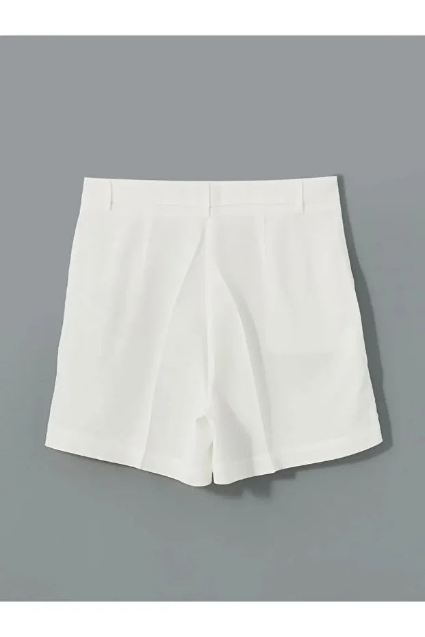 Loose Fit Keten Karışımlı Kadın Şort - 6