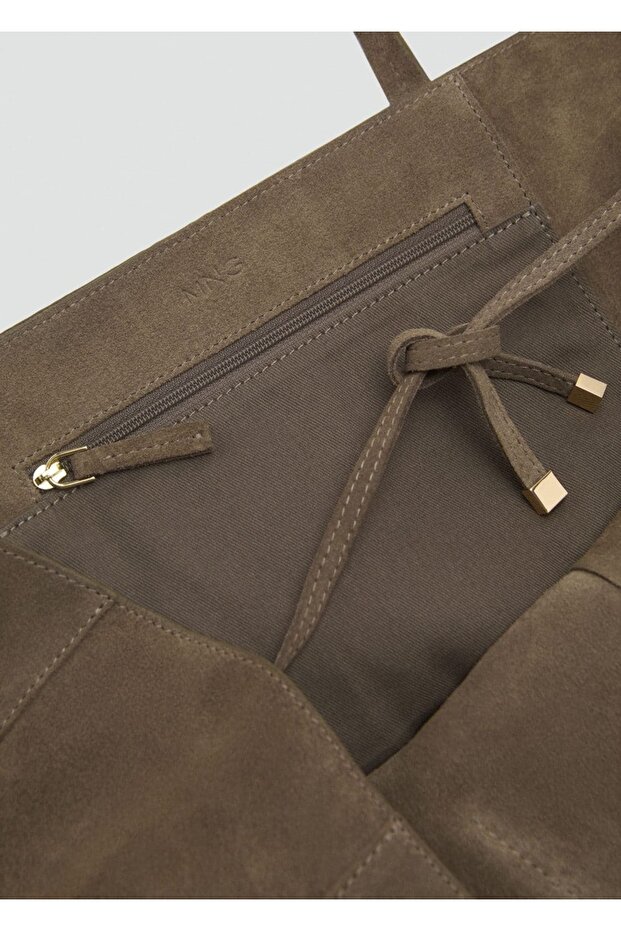 Süet shopper çanta - 4