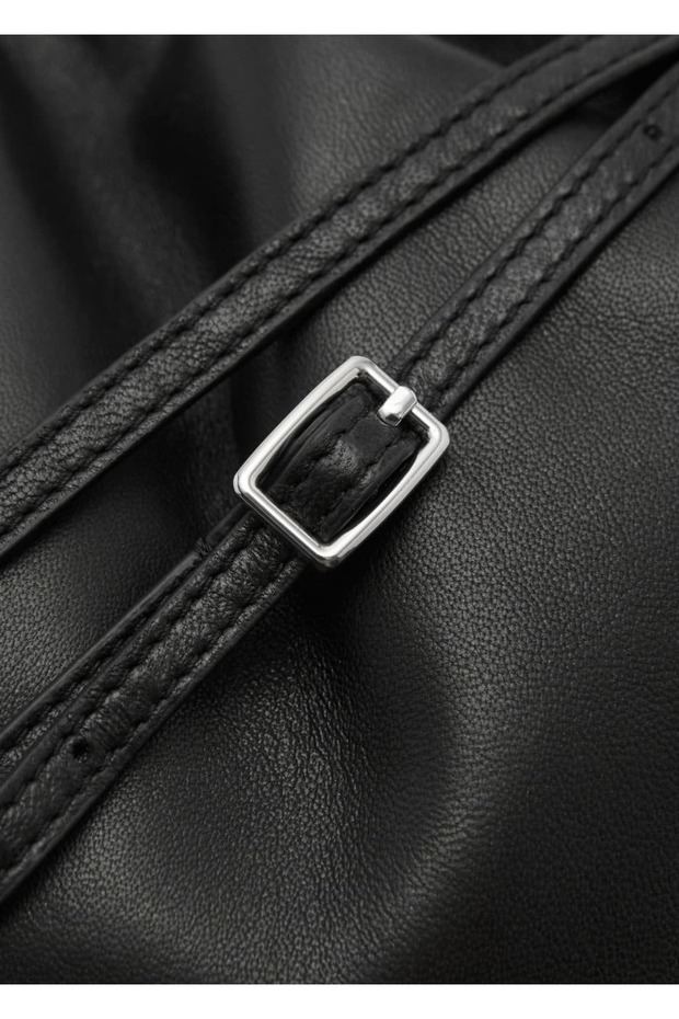 Leather Bag with Drawstring - 4