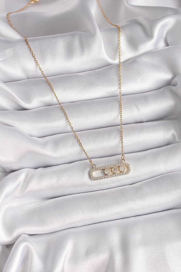 Messika Necklace with Golden Steel Chain Zircon for Elegant Woman