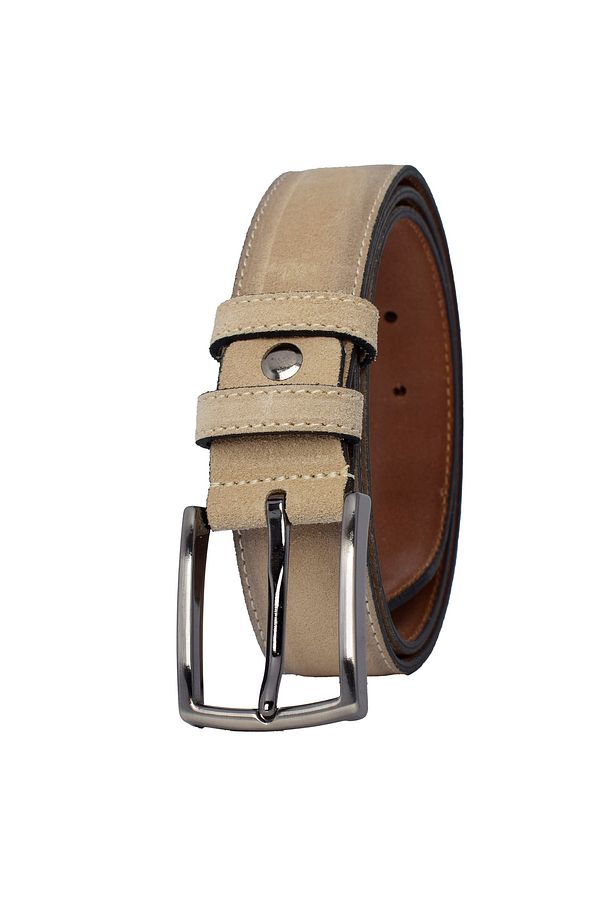 %100 Hakiki Kaliteli Süet Deri 3.5 Cm Krem Süet Klasik, Kumaş Pantolon Kemeri 3.5-krem - 3