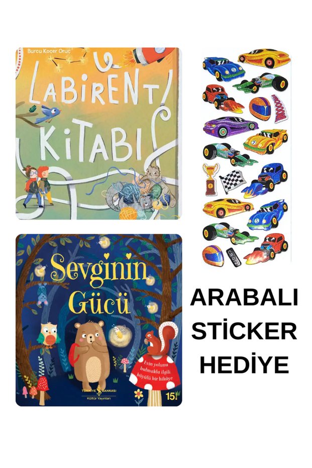Car Sticker with Gift - Preschool Illustrated Books Fairy Tales - Maze Book - SEVGİNİN GÜCÜ