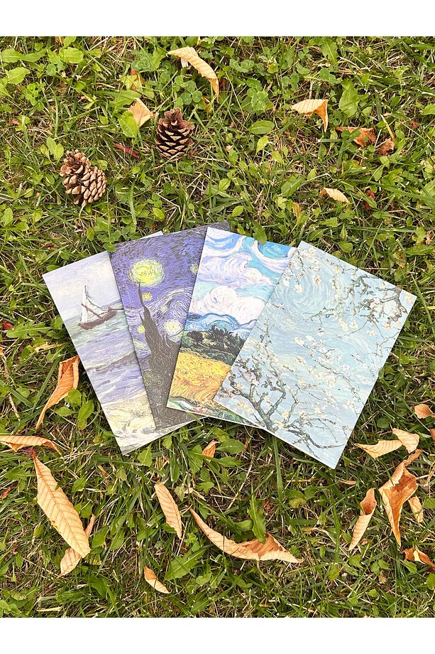 Van Gogh 4'lü Çizgisiz Defter Seti 10 X 15 cm 64 Sayfa Okul Defteri Mini Defter Hediyelik Defter - 5