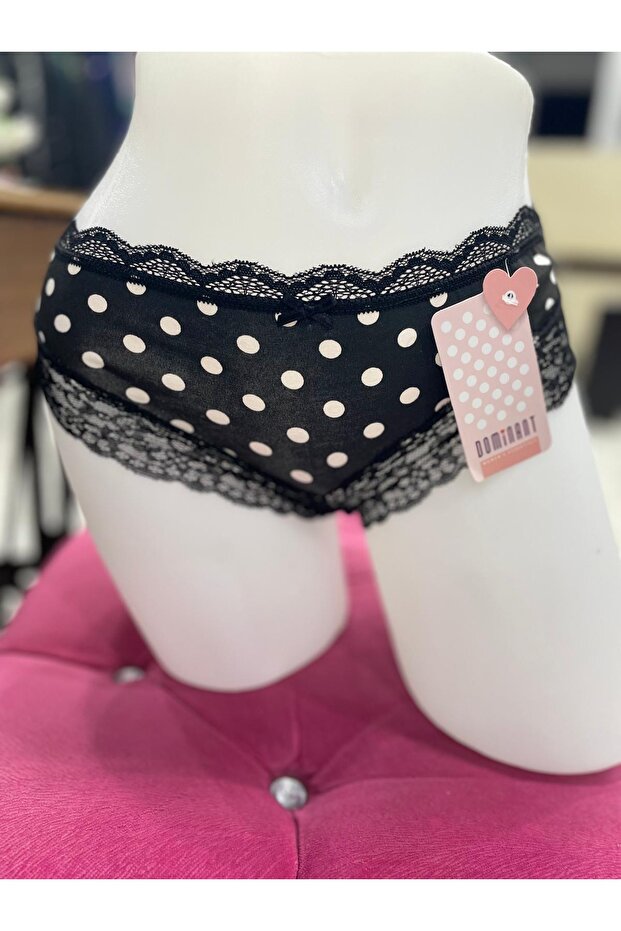 Puantiyeli dantelli çamaşır - 1