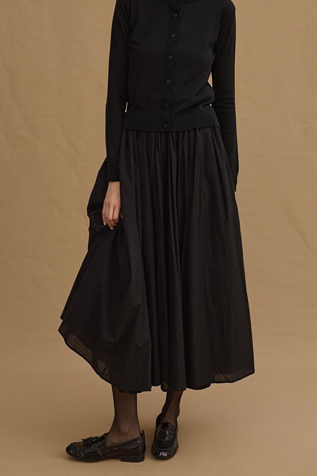 Gode Detailed Layered Skirt Black