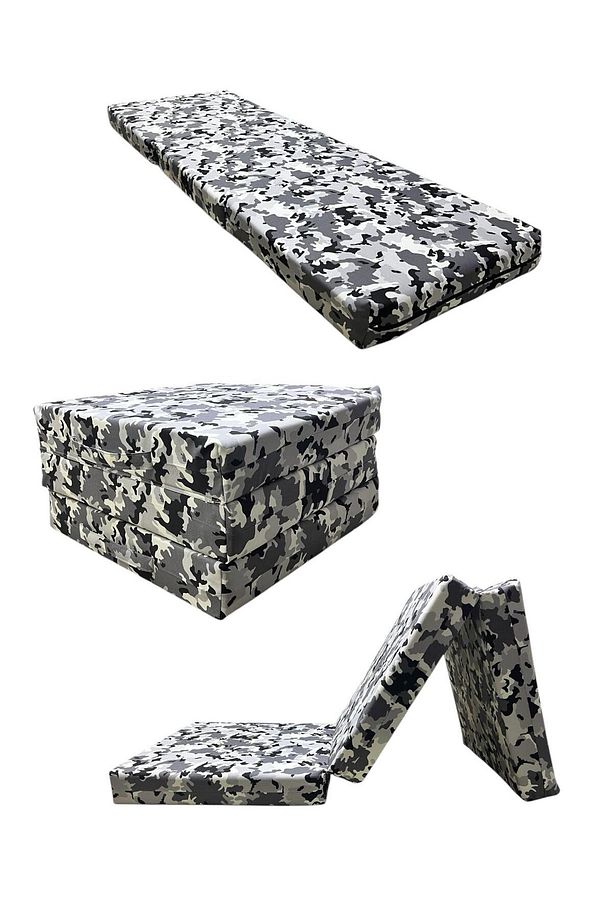 Deprem Yatağı - Üçe Katlanır Koltuk Yatak - Çadır Içi Katlanır Yatak - Kamp Yatağı 60x180x9,5 Cm - 1