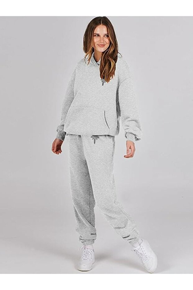 Women's Sword Printed Bottom Top Tracksuit Set Oversize Hooded