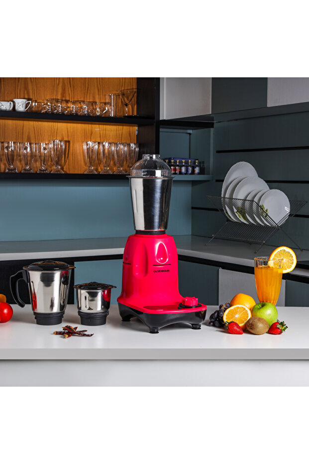 3-IN-1 Mixer Grinder with Stainless Steel Jars  750 W OMSB2426 Red/Silver/Clear