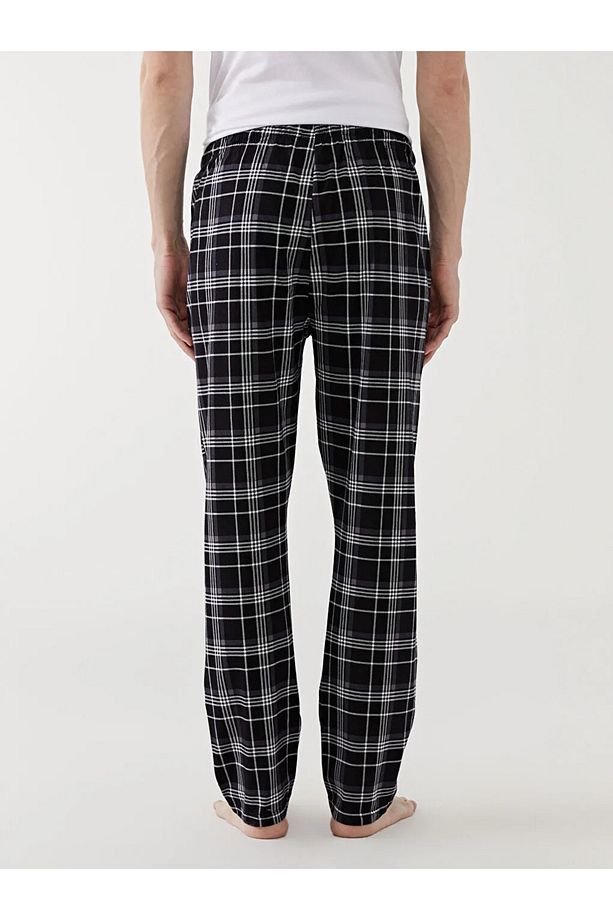 Siyah Standart Kalıp Ekose Erkek Pijama Alt - 3