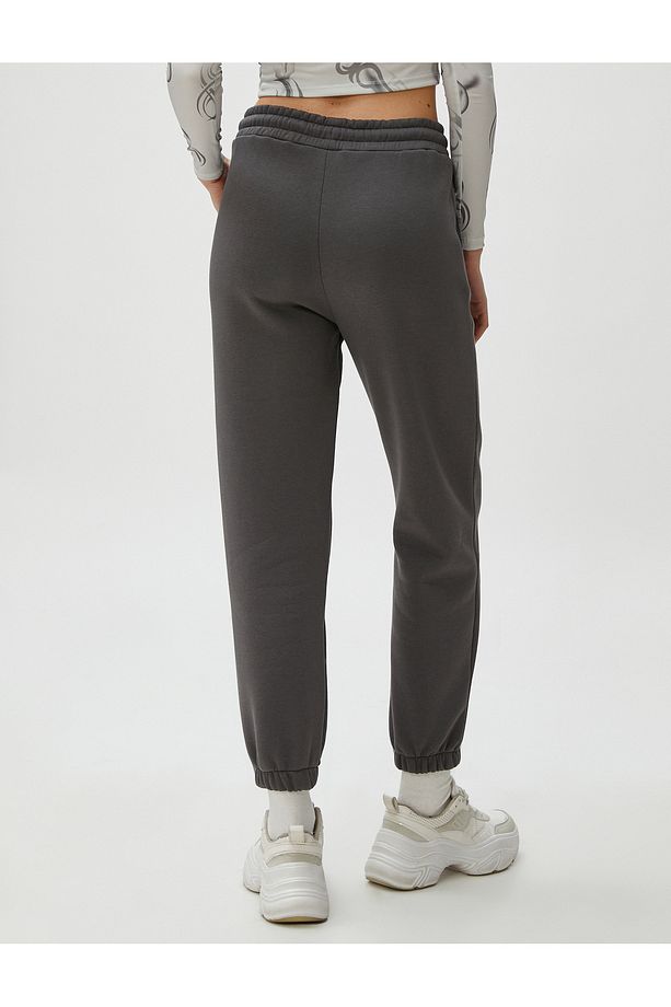 Şardonlu Jogger Eşofman Altı Beli Lastikli Bağcıklı Cep Detaylı - 4