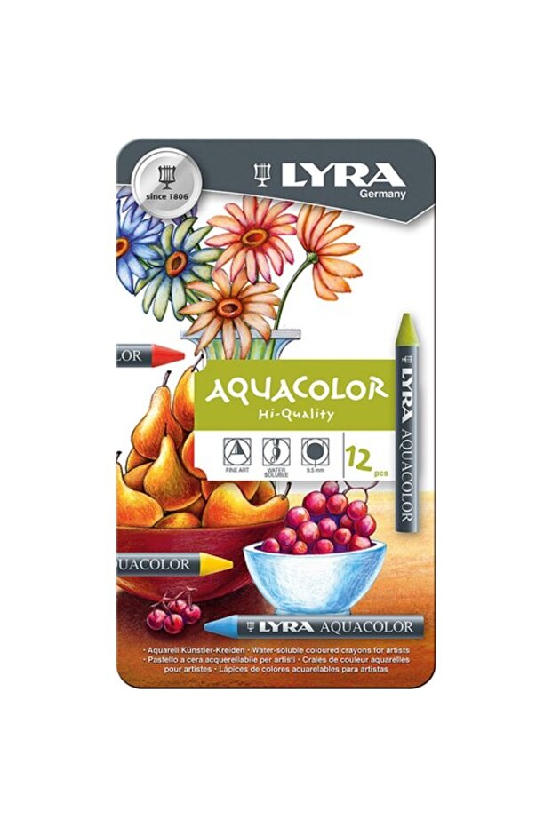 Aquacolor Aquarell Waterable Crayon Set 12 Piece Metal Box