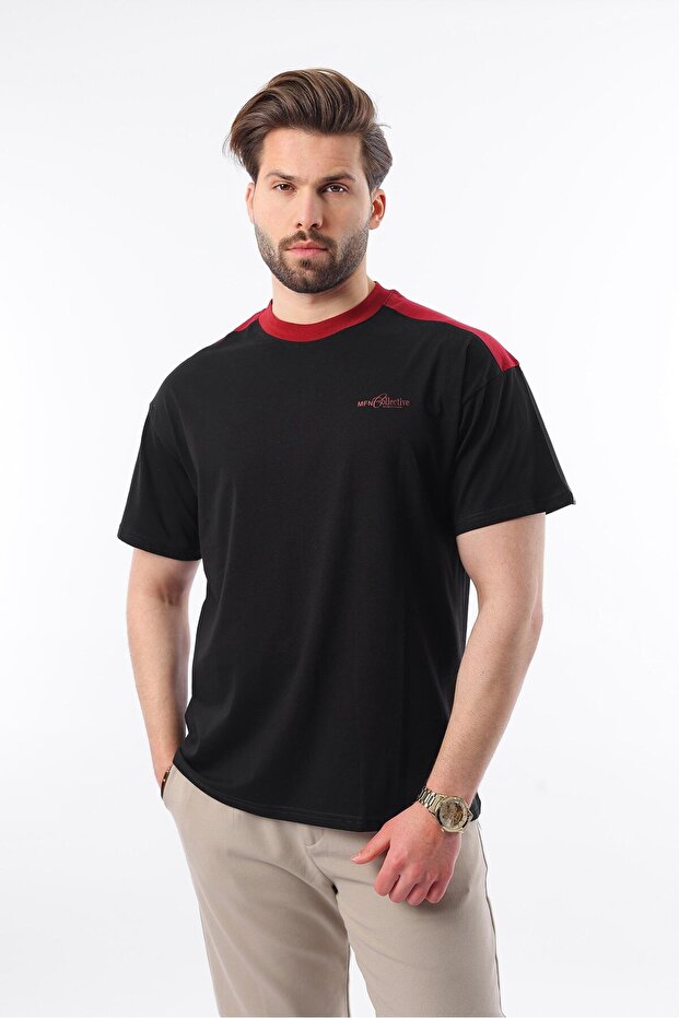 Black Crew Neck Printed Men's T-Shirt E7114