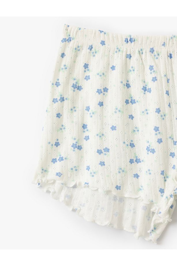 Çiçek Desenli Pamuklu Şortlu Pijama Takımı - 6