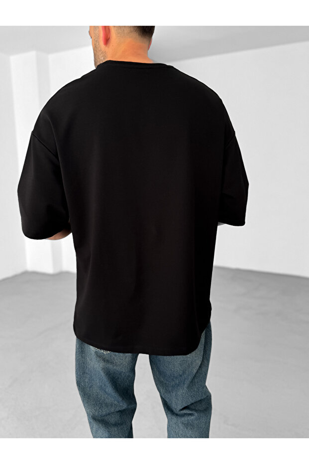 Siyah Düz İki İplik Basic T-Shirt BY-060 - 3