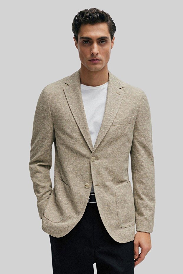 Jaye Erkek Regular Fit Blazer Ceket Krem - 1