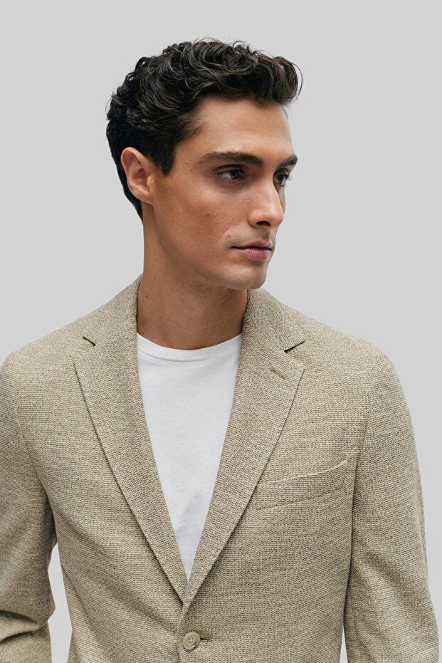 Jaye Erkek Regular Fit Blazer Ceket Krem - 4