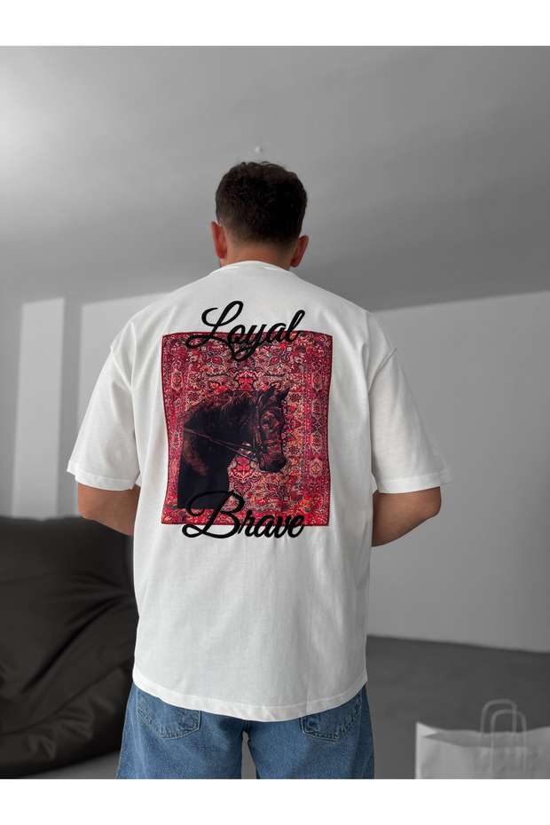 Бяла тениска Loyal Patch Oversize PM-005 - 5