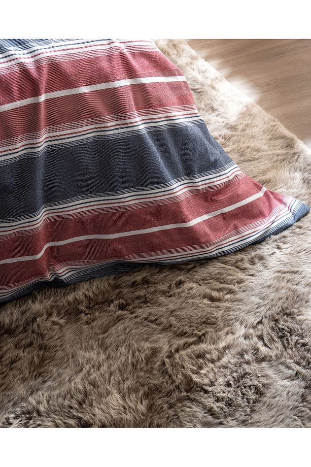Edgard King Size %100 Pamuk Flanel Nevresim Takımı - Kırmızı/Lacivert - 5