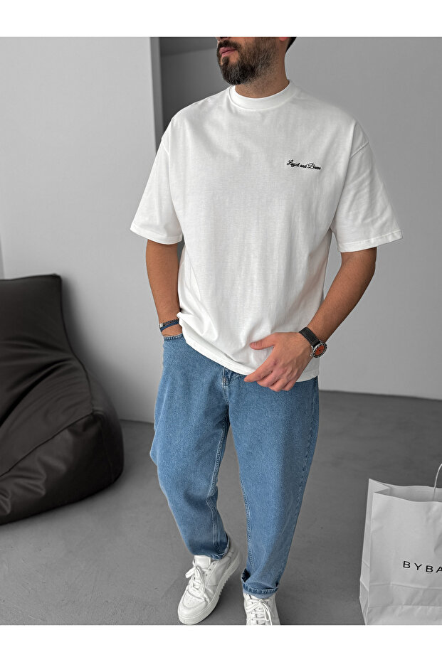 Бяла тениска Loyal Patch Oversize PM-005 - 7