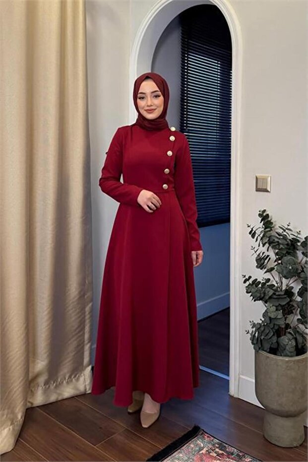 Dipmoda Women's Button Detailed Hijab Dress Nms037