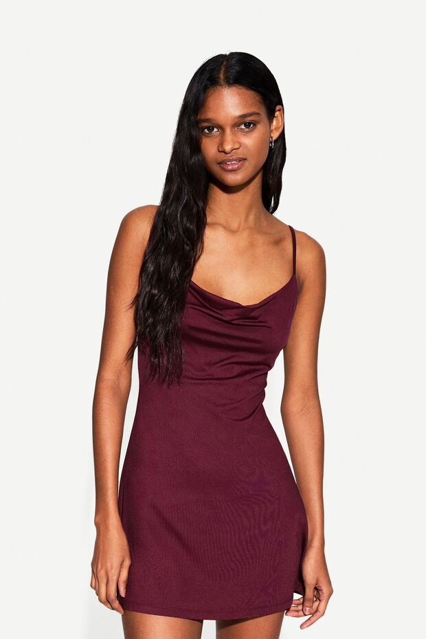 Degaje yaka mini elbise - 4