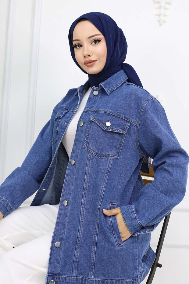 Hijab Denim Jacket Navy Blue 704