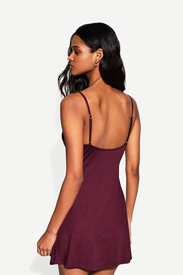 Degaje yaka mini elbise - 3