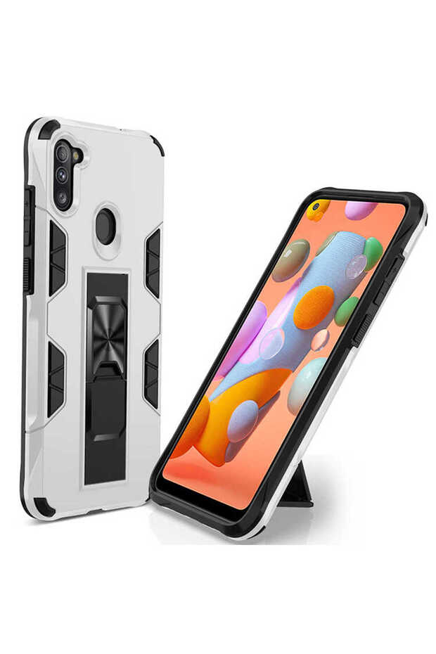 Galaxy A11 Compatible Case with Foldable Stand and Protective Volve Cover - Gray - T14234