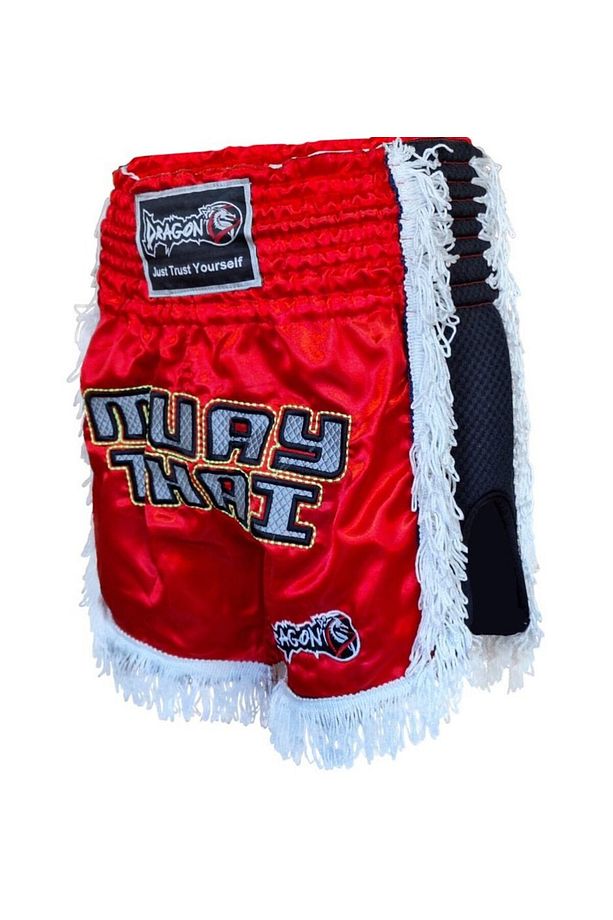 MT3020 Apache Muaythai Şortu Kırmızı Püsküllü Şort Nakışlı Muay Thai Şortu - 4