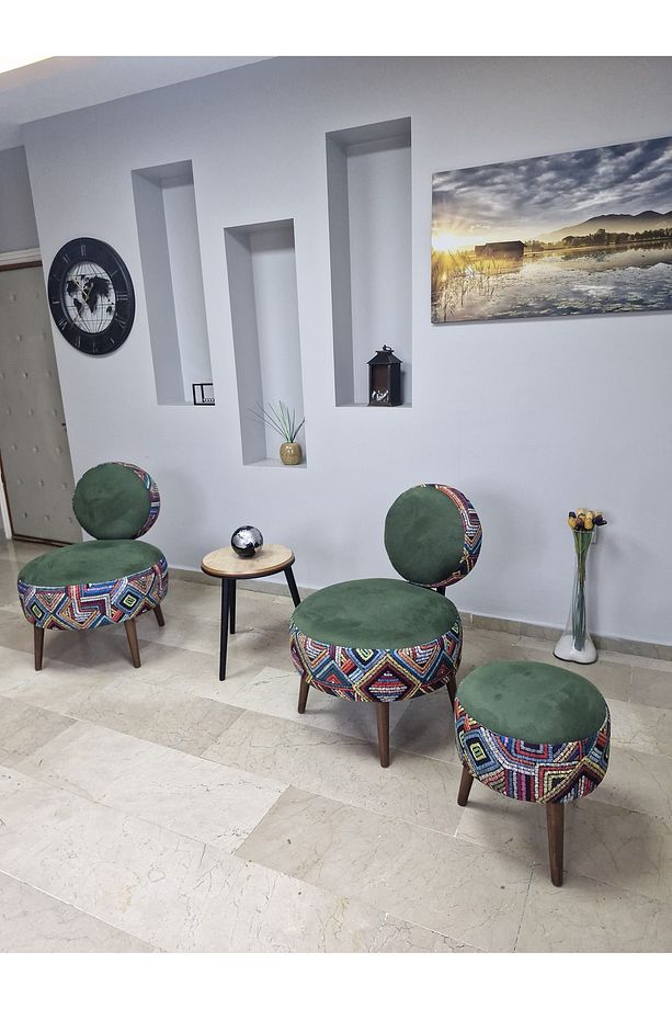 DÜNYA3lü Koltuk Seti Berjer -Bekleme Salonu Tekli Koltuk - Puf Seti - Cafe - Balkon - Ofis Mobilyası - 3
