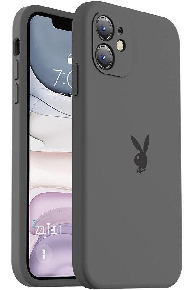 حامي كاميرا آيفون 11، شعار بلاي بوي، سطح داخلي مخملي، غطاء واقٍ ضد الصدمات - 1