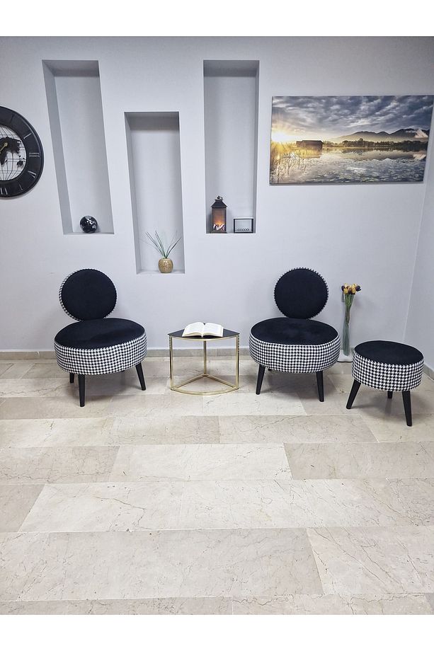 DÜNYA3lü Koltuk Seti Berjer -Bekleme Salonu Tekli Koltuk - Puf Seti - Cafe - Balkon - Ofis Mobilyası - 5