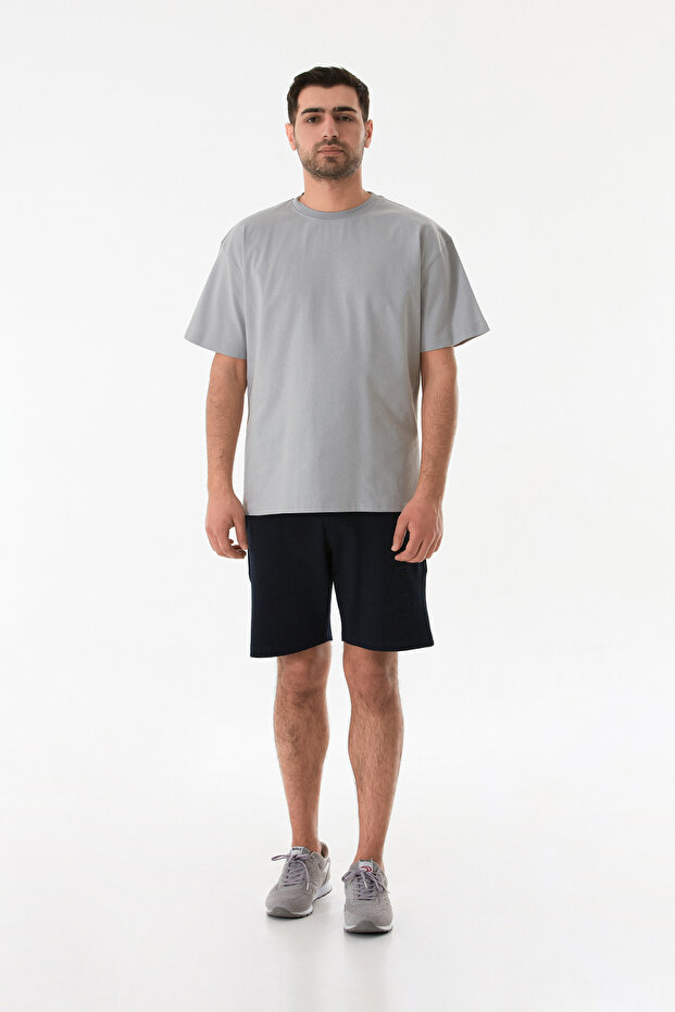 Basic Bisiklet Yaka Oversize Tişört - 2