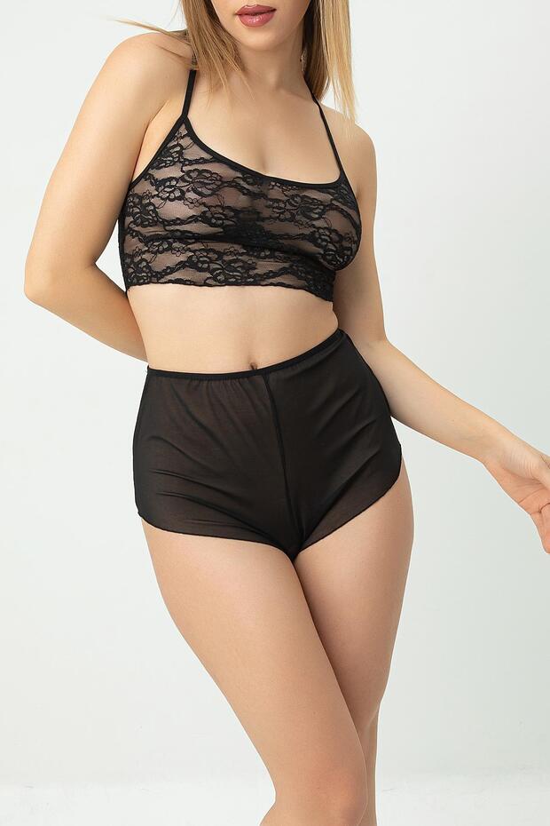 Fancy Transparent Shorts Bralet Set - 8