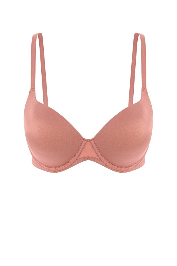 Women's Padded Push up Supported Micro Fabric Underwire Everyday Bra - Dusty Rose - 2529