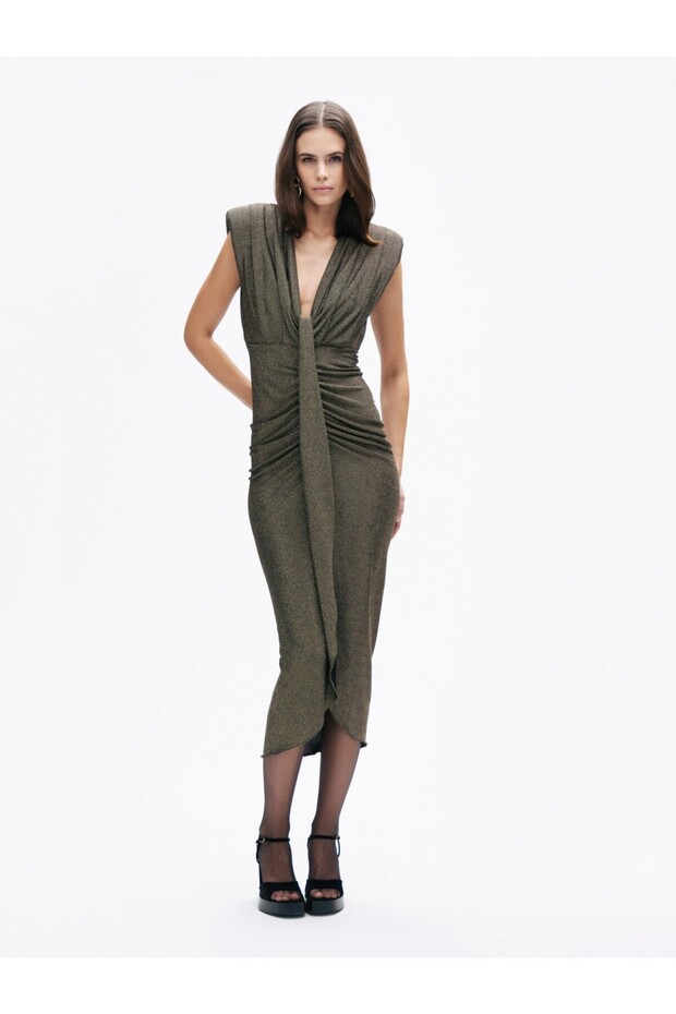 Vatkalı Maxi Elbise - 1