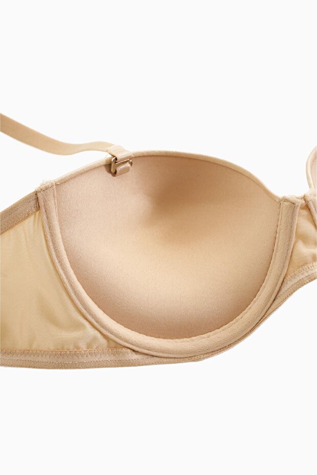 Rosali Tak-Çıkar Askılı Straplez Mikro Sütyen - Push Up, Dolgulu - Basic - 2539 - Ten - 6