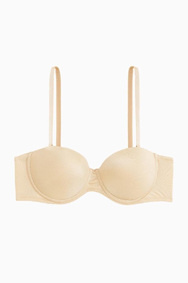 Rosali Tak-Çıkar Askılı Straplez Mikro Sütyen - Push Up, Dolgulu - Basic - 2539 - Ten - 1