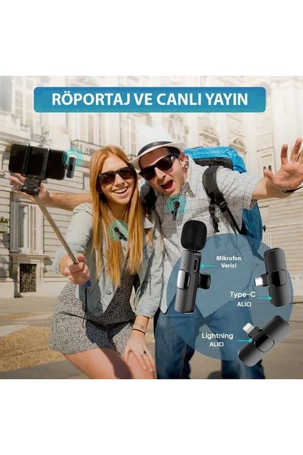 K9t Type-c Kablosuz Yaka Mikrofonu (1ADET KABLOSUZ ALICI 1ADET MİKROFON) (2-İN-1) - 4