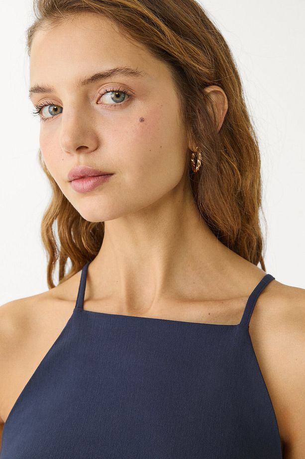 Halter yaka midi elbise - 4