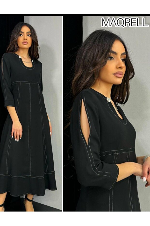 DİKİŞ DETAYLI ELBİSE - 1