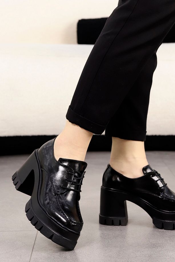 TYR 002 Yüksek Topuklu Bağcıklı Loafer - 1